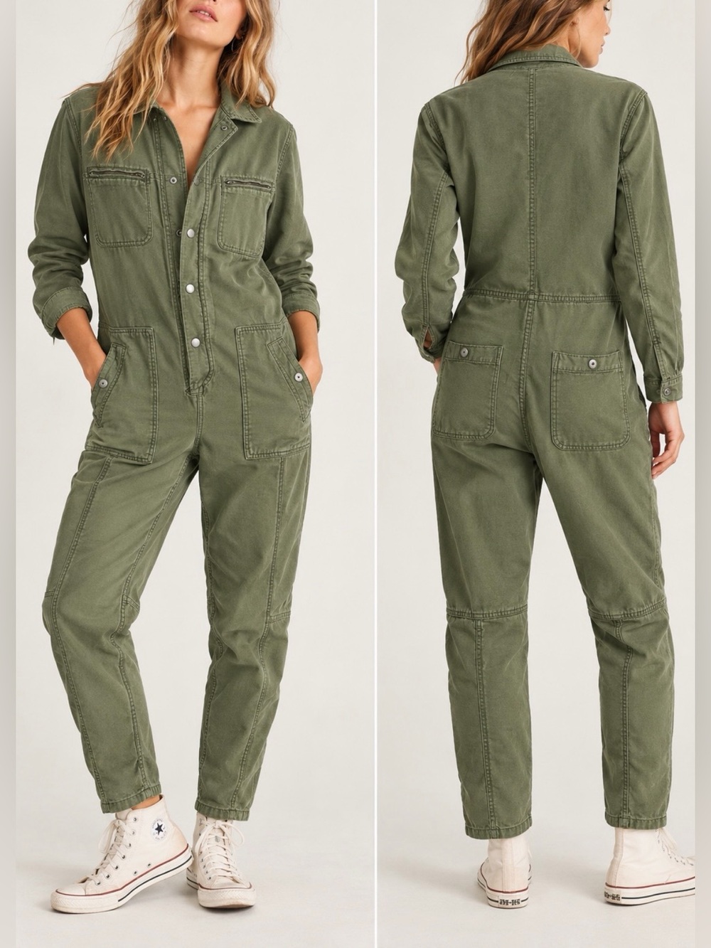 We The Free byFree People Higher Ground Utility Jumpsuit Olive Green Minimalist
